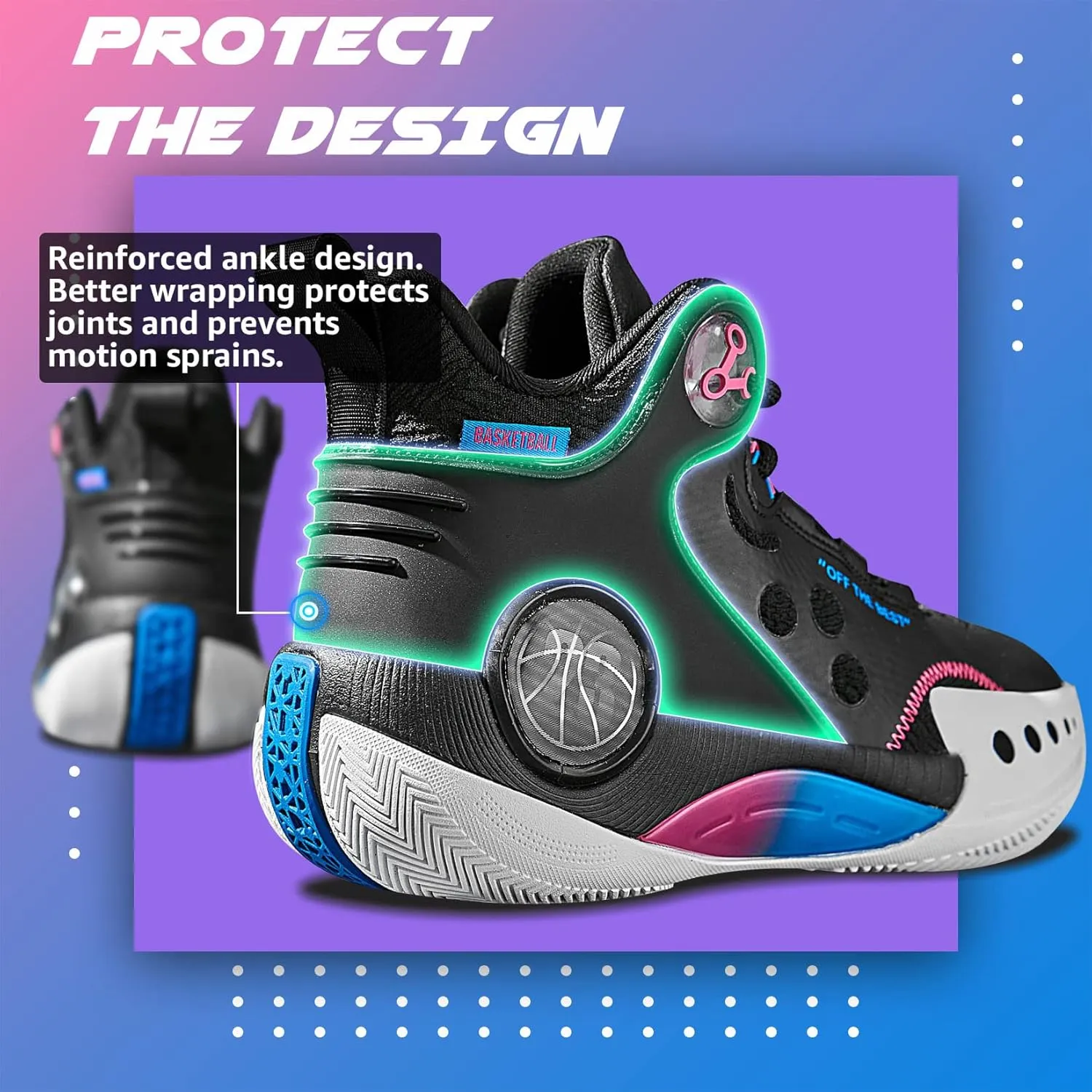 ASHION Men's Basketball Shoes Fashion Breathable Non Slip Sneakers Mens Arch Support Running Sport Shoes