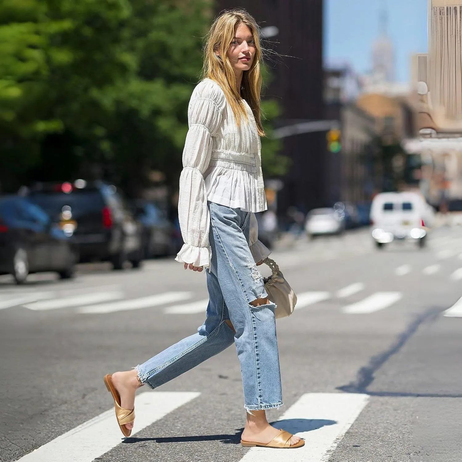 ATHMILE Sandals Women Dressy Summer Flat Comfortable Fashion Beach Cute Ladies Slides Leather Casual Dress Women's Sandals 2025 Size 6-11