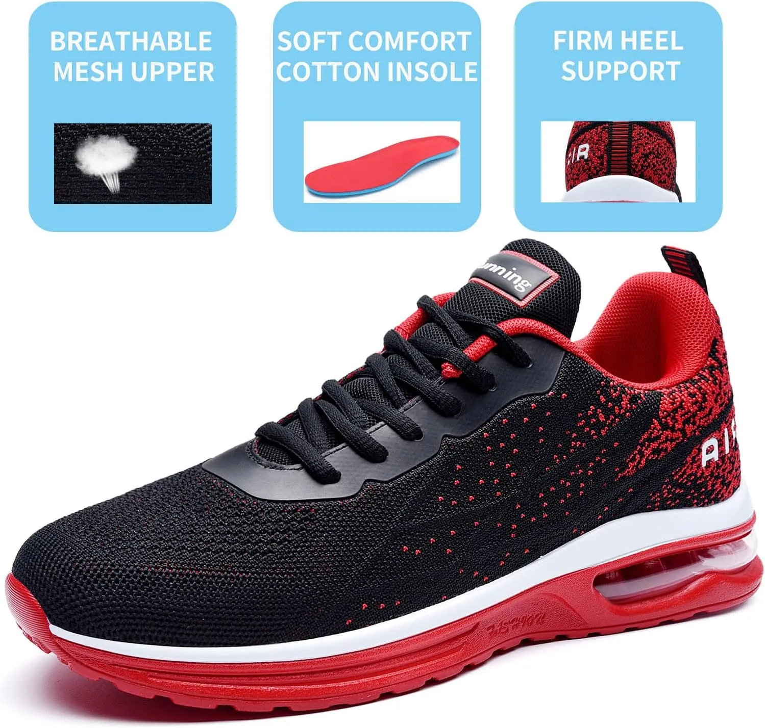 AUPERF Men's Air Running Shoes Lightweight Breathable Workout Footwear Walking Sports Tennis Sneaker