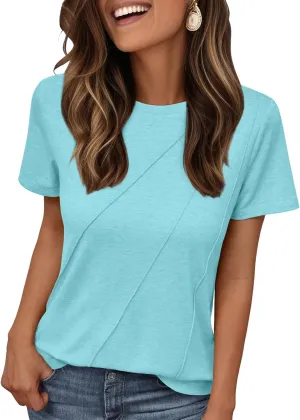 AUTOMET Womens Summer Tops Workout Shirts Beach Vacation Outfits Business Tshirts Dressy Fashion Spring Clothes 2025