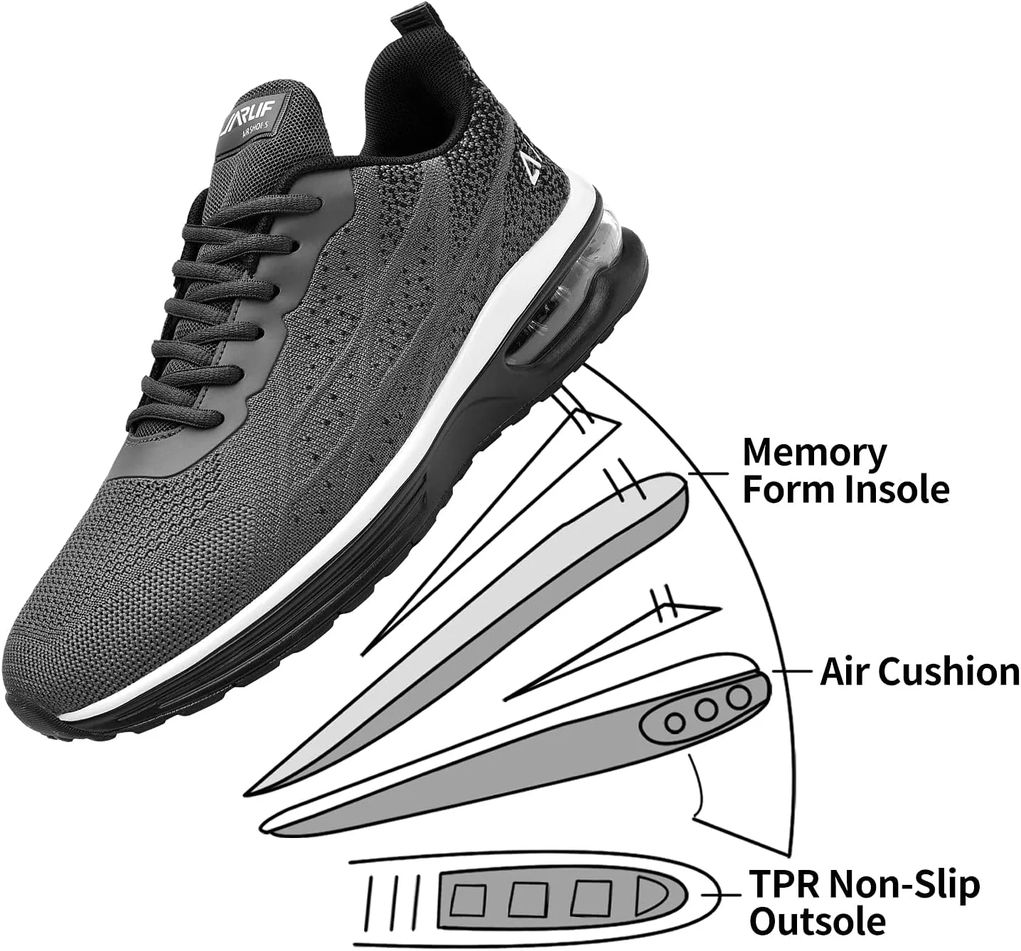 Autper Mens Air Athletic Running Tennis Shoes Lightweight Sport Gym Jogging Walking Sneakers US 6.5-US12.5