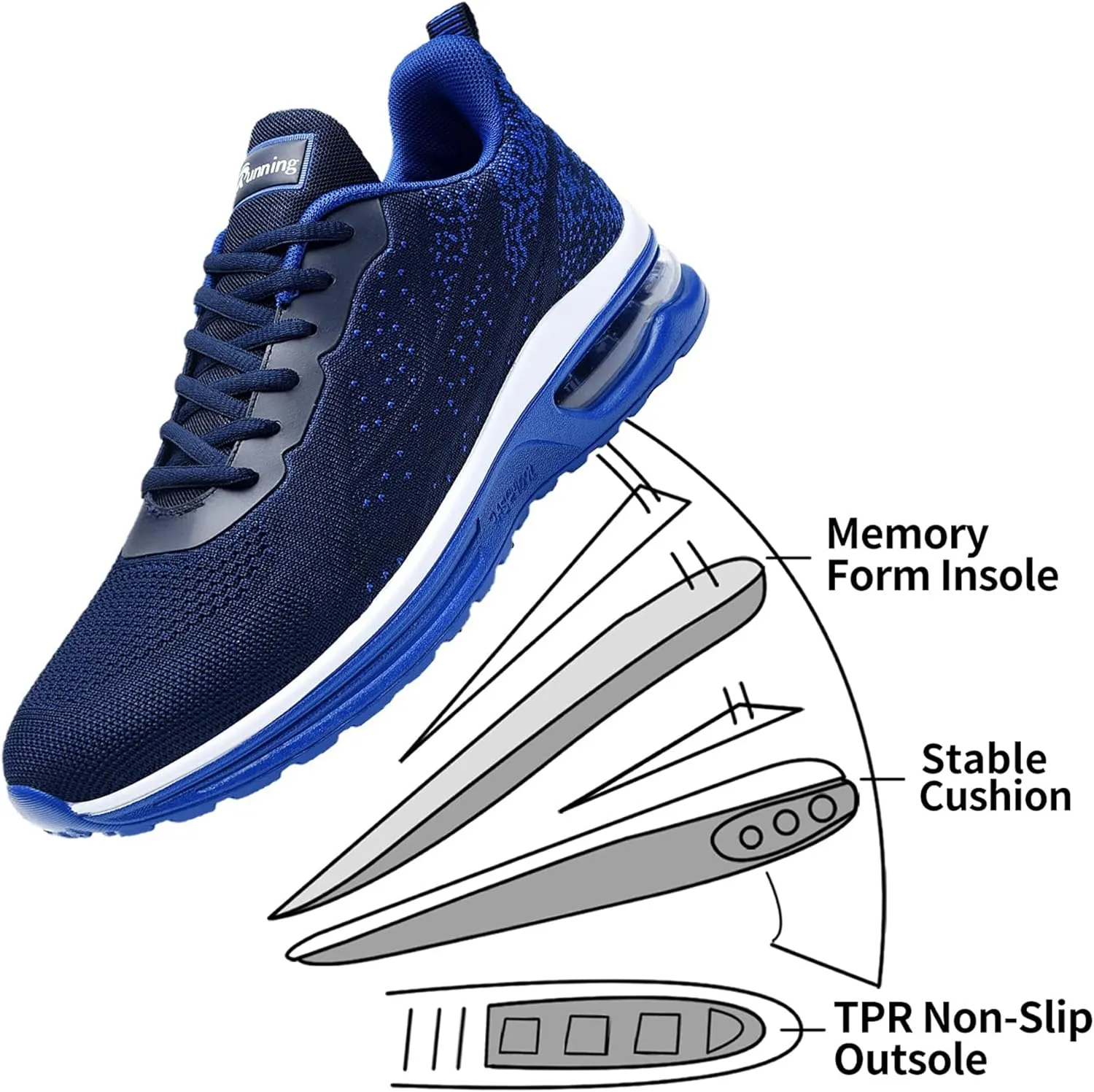 Autper Mens Athletic Running Tennis Shoes Lightweight Sport Gym Jogging Walking Sneakers US 6.5-US12.5