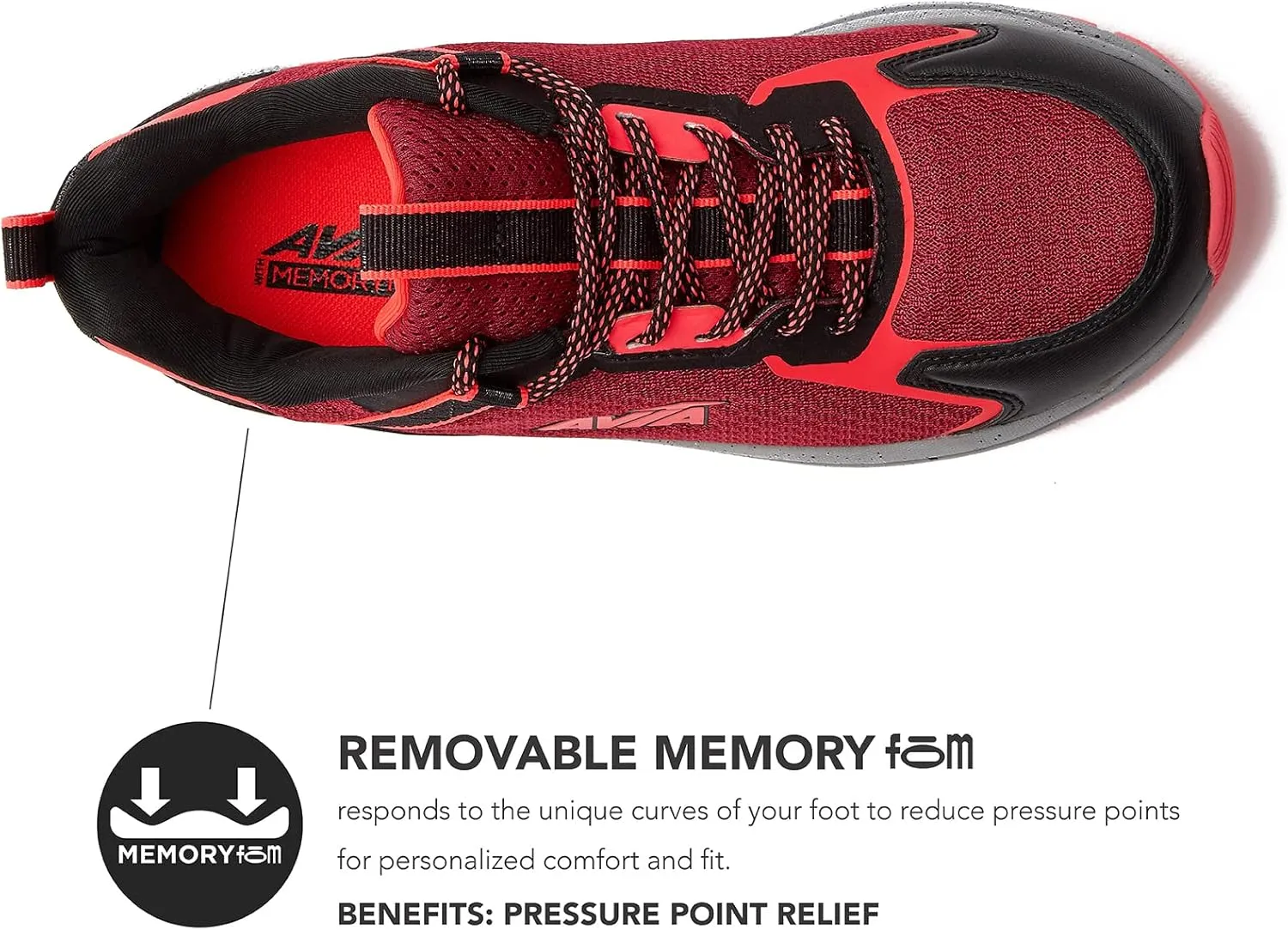 Avia Canyon Womens Trail Shoes and Walking Sneakers with Arch Support and Breathable Mesh