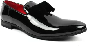 AZAR Tuxedo Slip Men's Dress Shoes Velvet Satin Bow On Top
