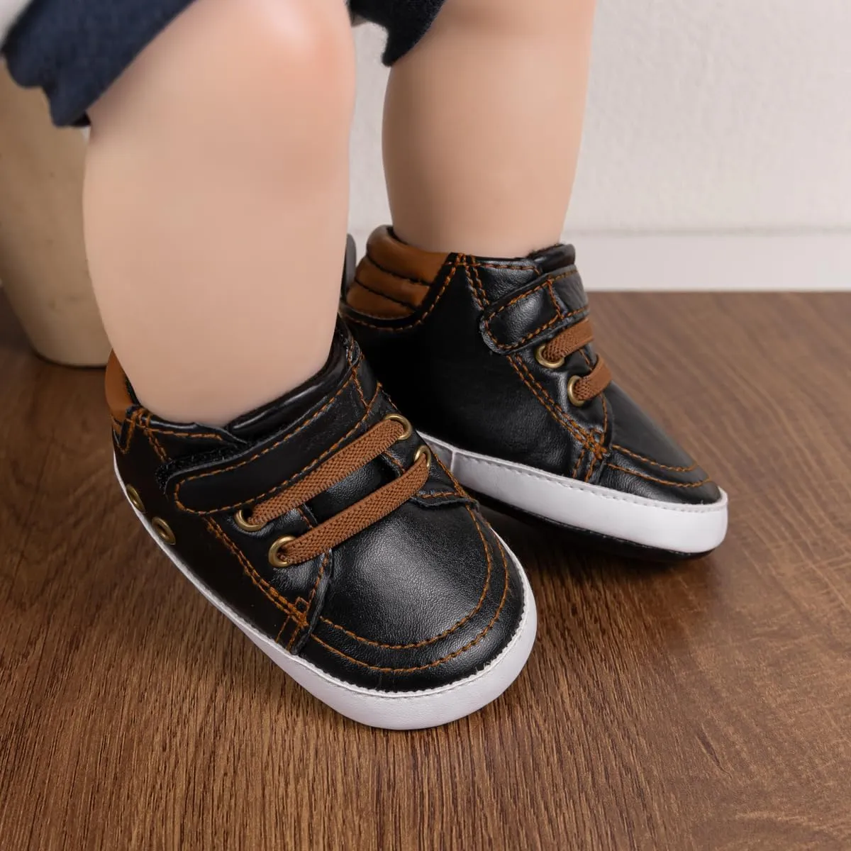 Babelvit Baby Boy Girl Soft Sole Canvas Sneakers Sparkle High Top Lace Up Infant Unisex Ankle Shoes Boots Toddler Newborn Prewalker First Baby Walking Crib Shoes