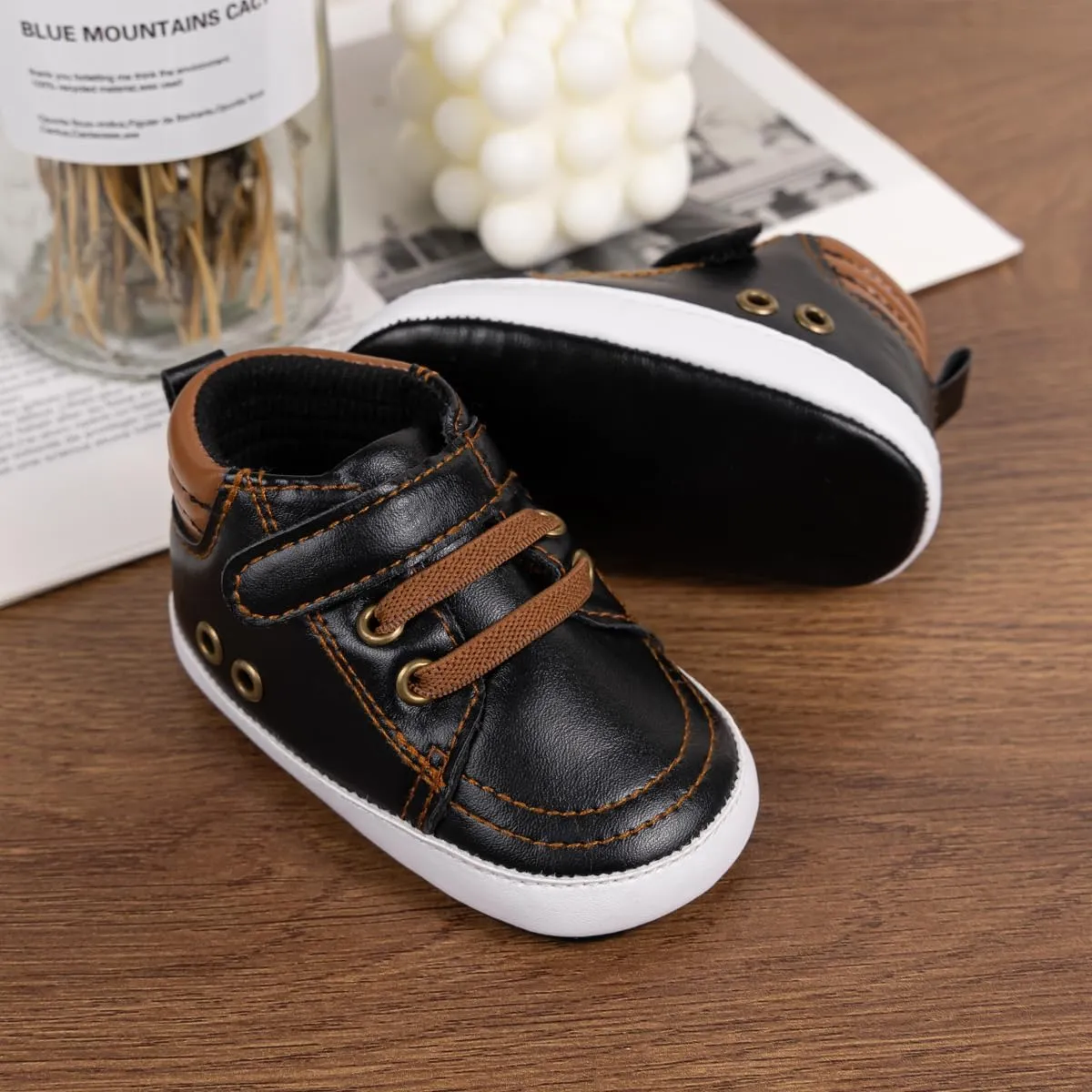 Babelvit Baby Boy Girl Soft Sole Canvas Sneakers Sparkle High Top Lace Up Infant Unisex Ankle Shoes Boots Toddler Newborn Prewalker First Baby Walking Crib Shoes