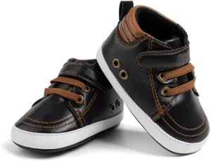 Babelvit Baby Boy Girl Soft Sole Canvas Sneakers Sparkle High Top Lace Up Infant Unisex Ankle Shoes Boots Toddler Newborn Prewalker First Baby Walking Crib Shoes