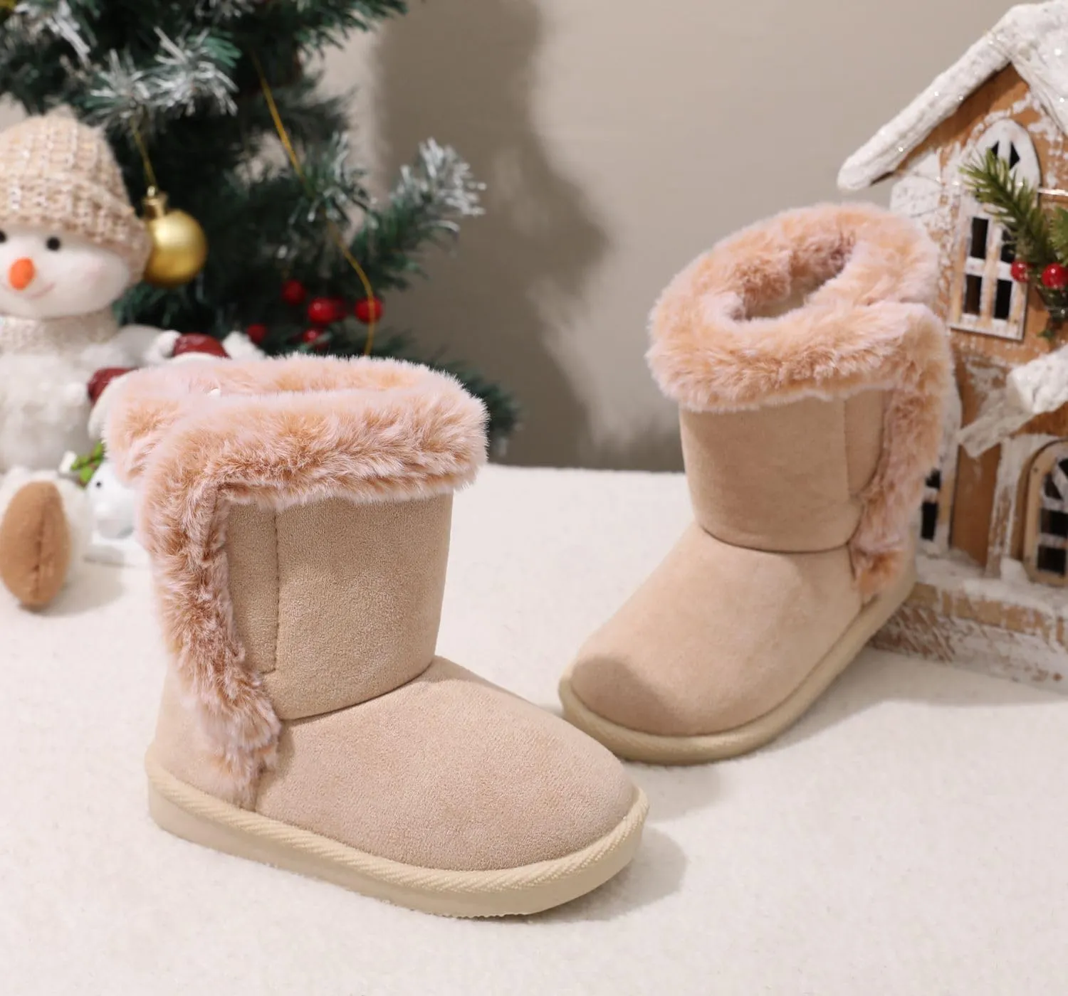 Baby Girls Winter Boots Toddler Kid Fashion Fur Lined Lightweight Warm Snow Boots for Everyday Wear