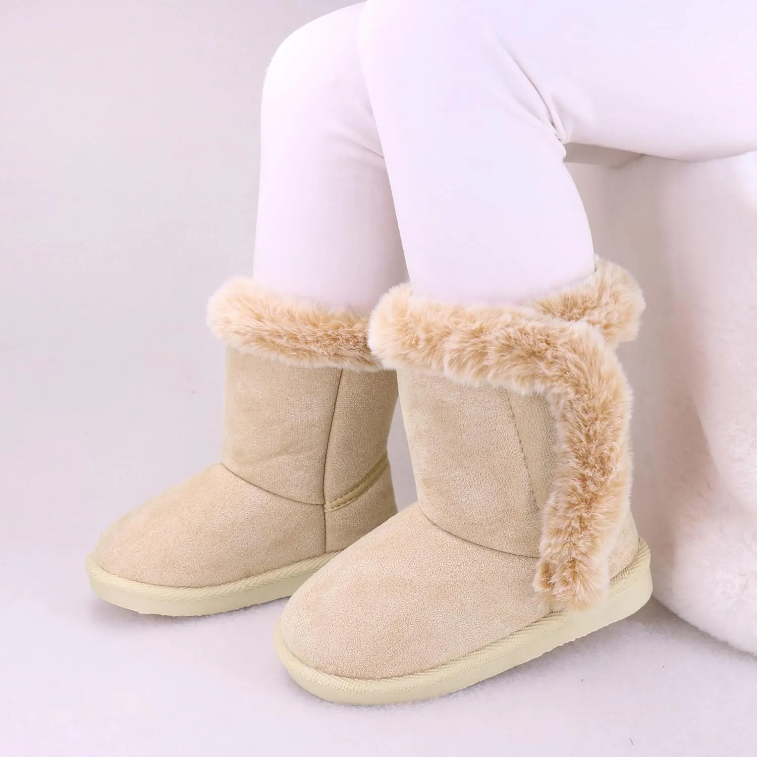 Baby Girls Winter Boots Toddler Kid Fashion Fur Lined Lightweight Warm Snow Boots for Everyday Wear