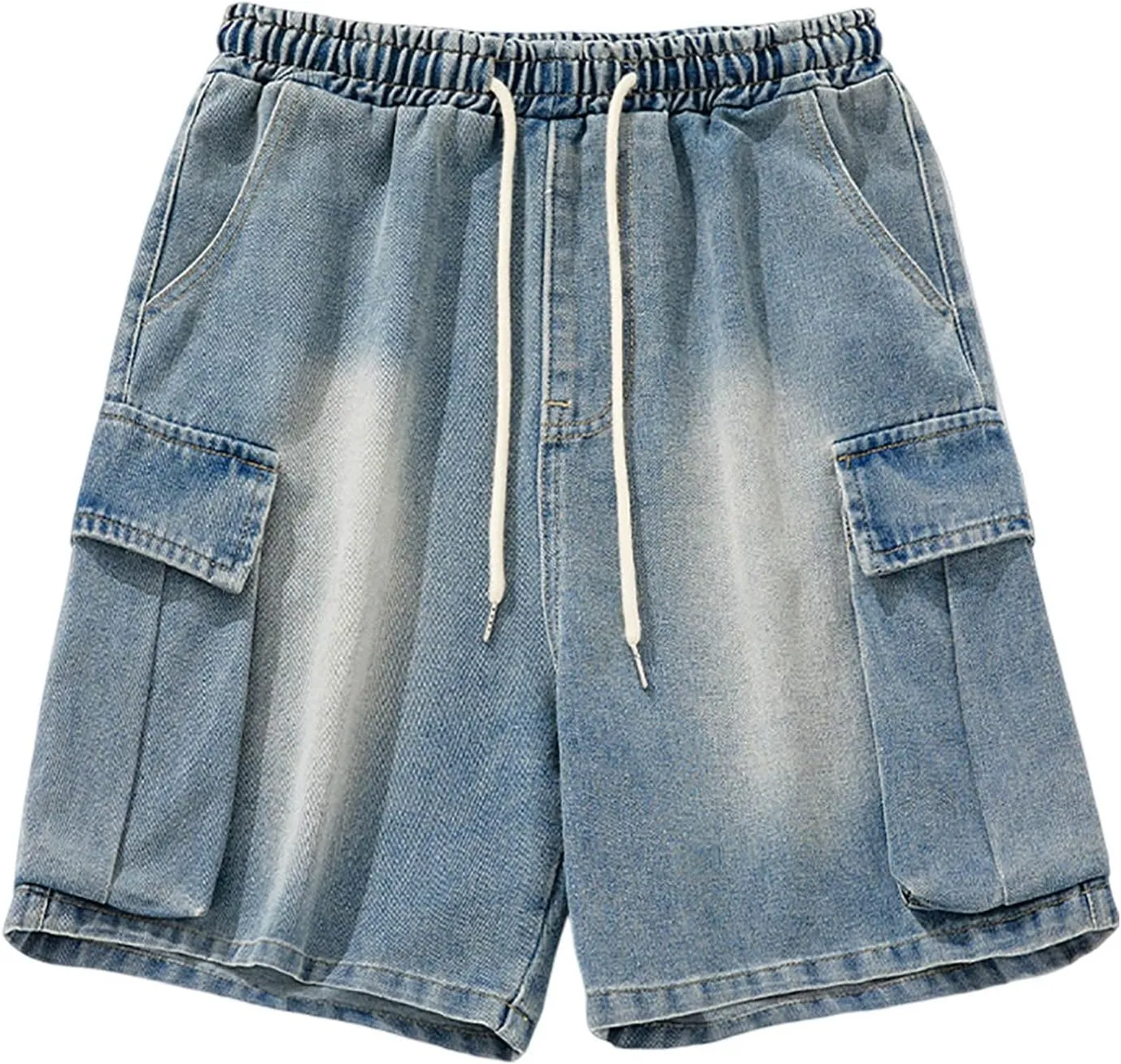 Baggy Jean Shorts for Men Casual Loose Fit Hip Hop Wide Leg Denim Shorts 2025 Trendy Streetwear