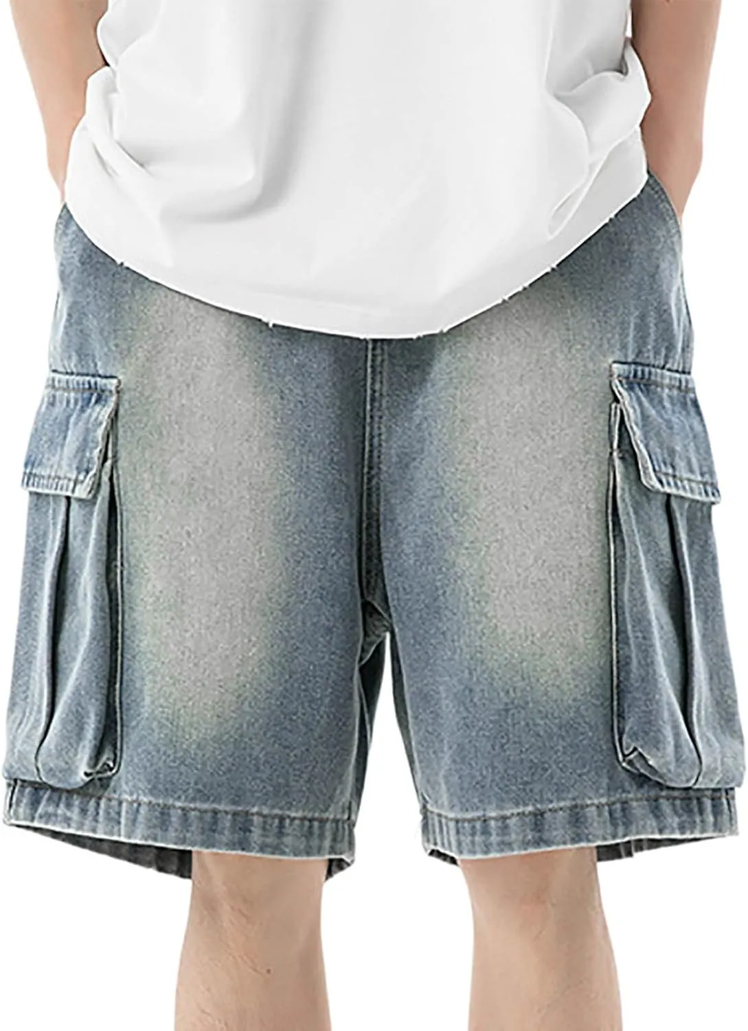Baggy Jean Shorts for Men Casual Loose Fit Hip Hop Wide Leg Denim Shorts 2025 Trendy Streetwear