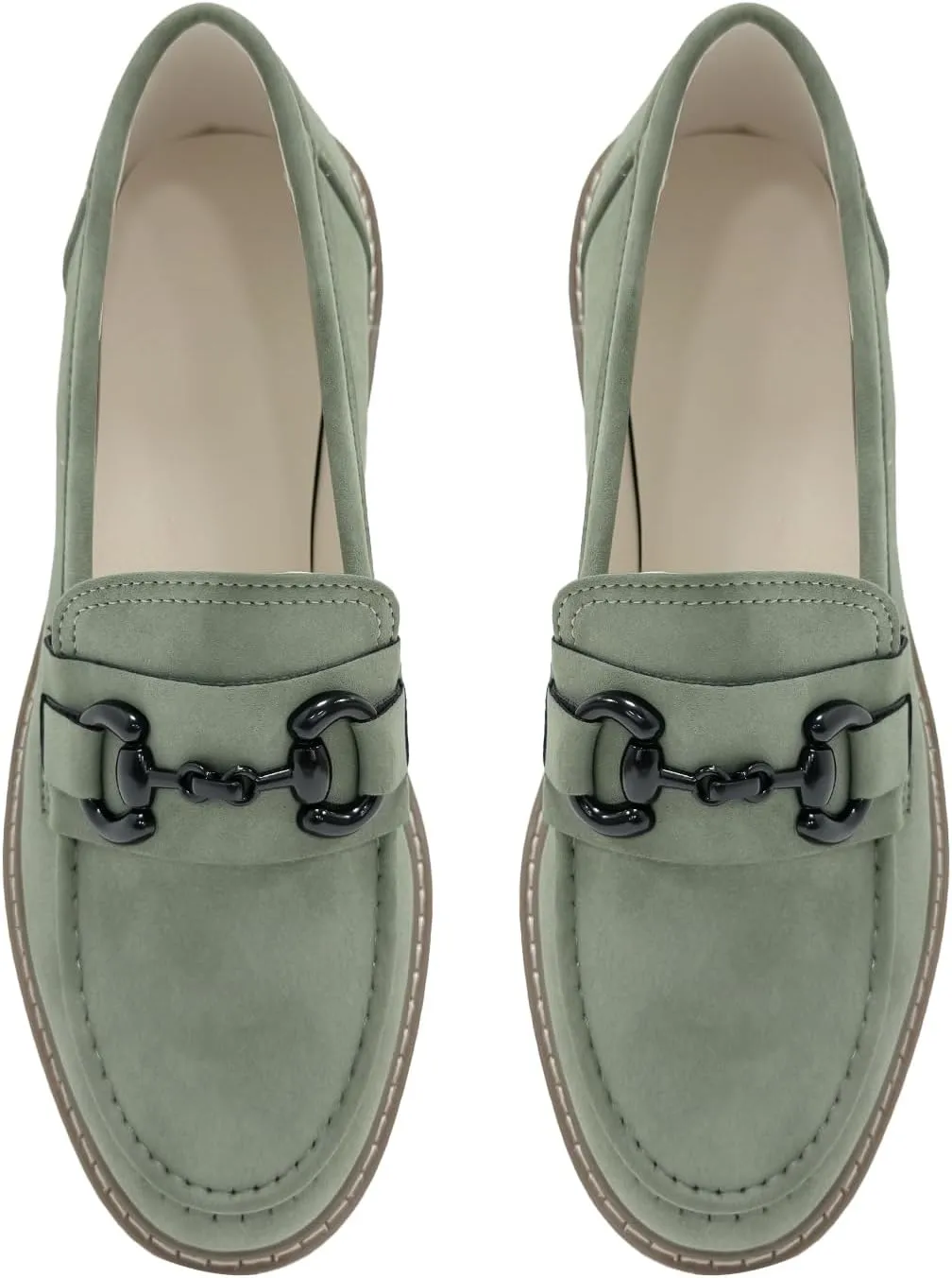 Bandkos Womens Penny Platform Loafers-Fashion Suede Platform Chunky Slip On Dress Shoes Business Lug Sole Loafers US Size 5-12