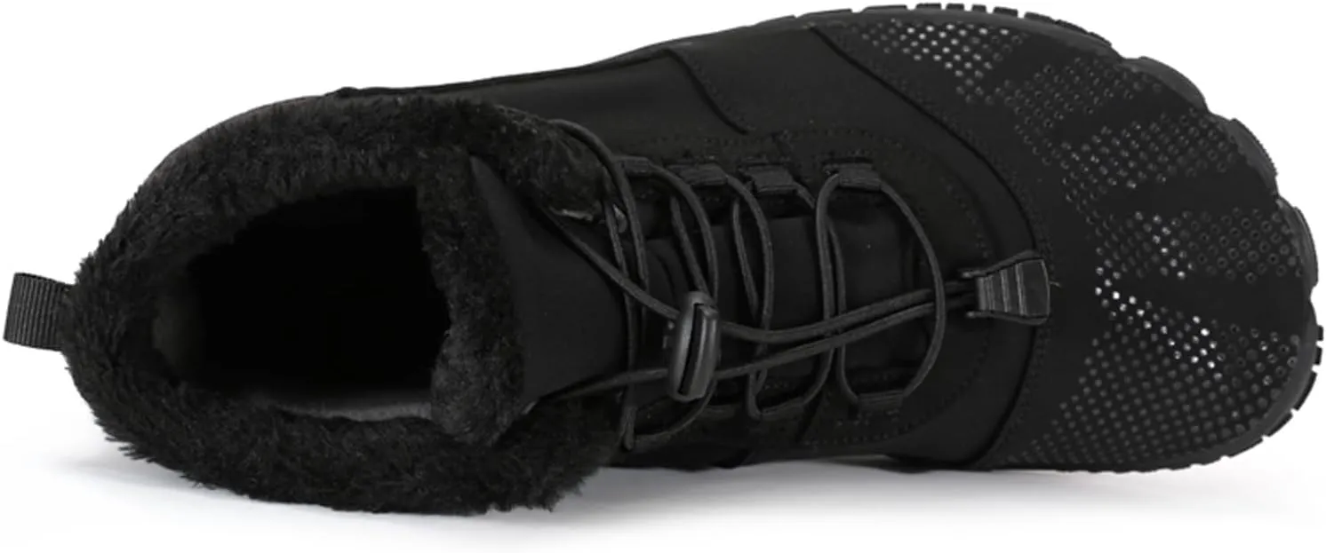 Barefoot Shoes Fur Lined Winter Mens Wide Toe Box Trail Runner Women Zero Drop Sole High top Walking Shoes Minimalist Outdoor Hiking Trekking Boots Sneakers