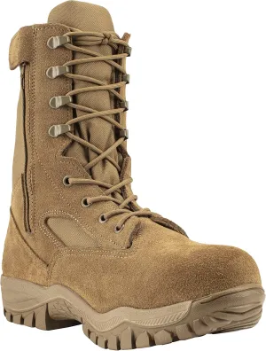 Belleville C312Z CT 8 Inch Ultralight Composite Toe Side-Zip Military Work Boots for Men - Air Force OCP Coyote Brown Leather with Traction Outsole; Berry Compliant