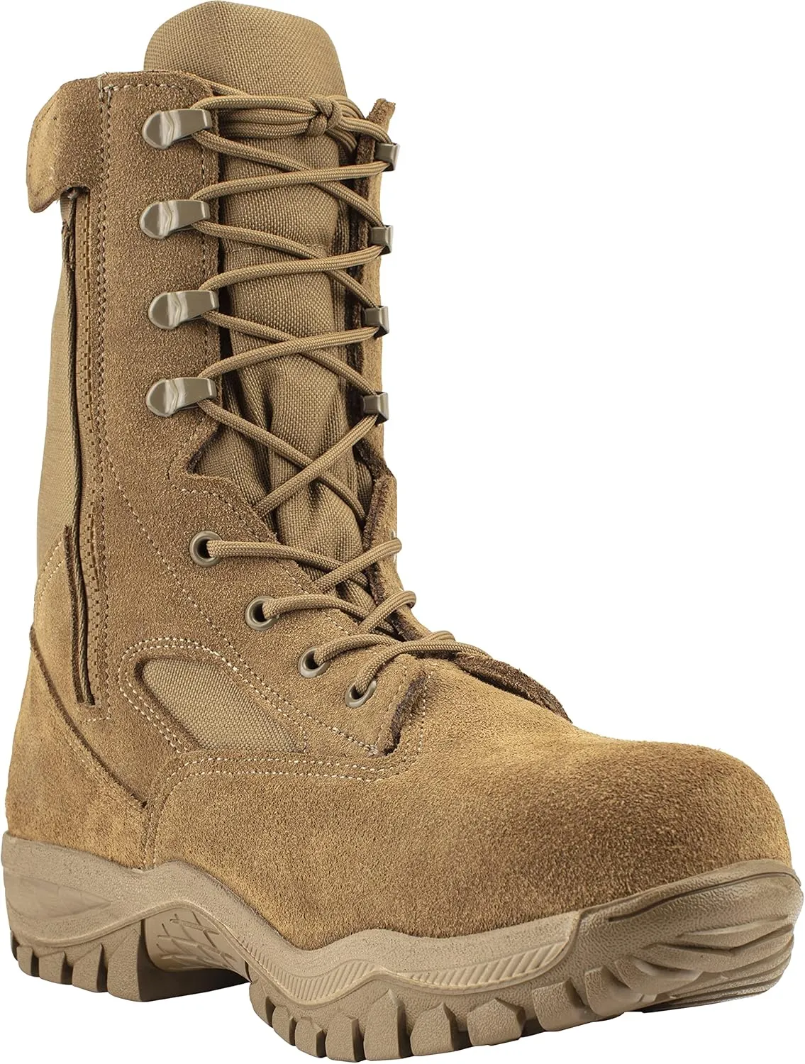 Belleville C312Z CT 8 Inch Ultralight Composite Toe Side-Zip Military Work Boots for Men - Air Force OCP Coyote Brown Leather with Traction Outsole; Berry Compliant