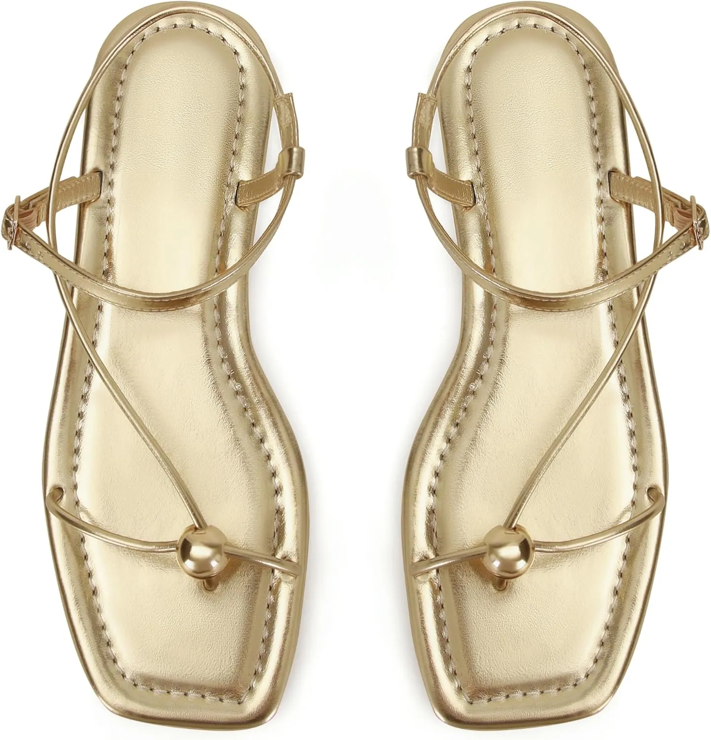 Black Strappy Flat Sandals for Women Comfortable Open Square Toe Sandals Dressy Beach Thong Flip Flop Slides Sandals