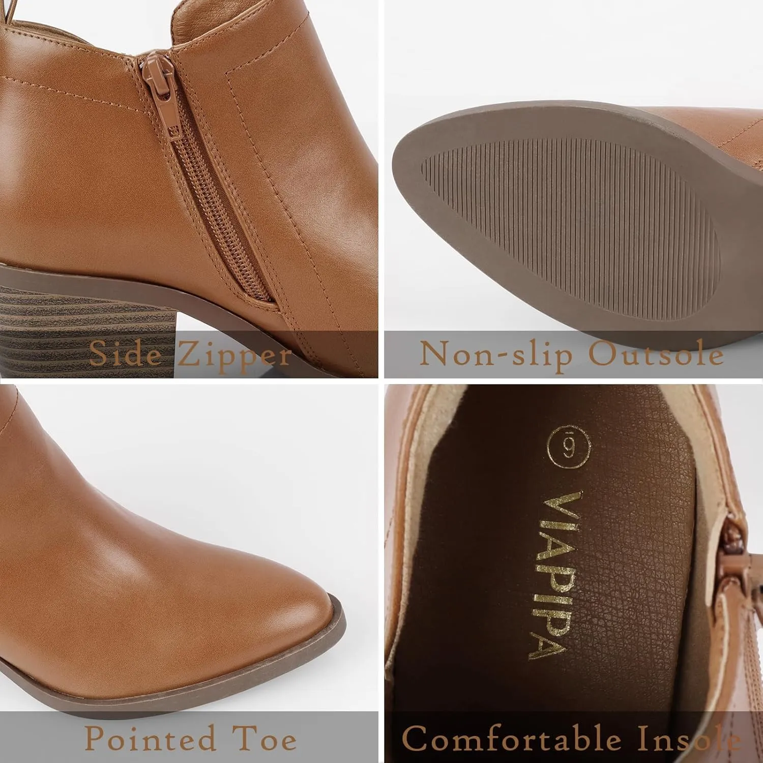 Booties for Women Ankle Boots for Women's Low Heel Pointed Toe Ankle Boots Dressy Casual Fall Ankle Booties Side Zipper Short Boots for Women