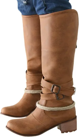 Boots for Women,Over The Knee Boots Combat Style Hiking Boots Motorcycle Boots Classic Lace Up Low Heel Shoes Retro Shoes