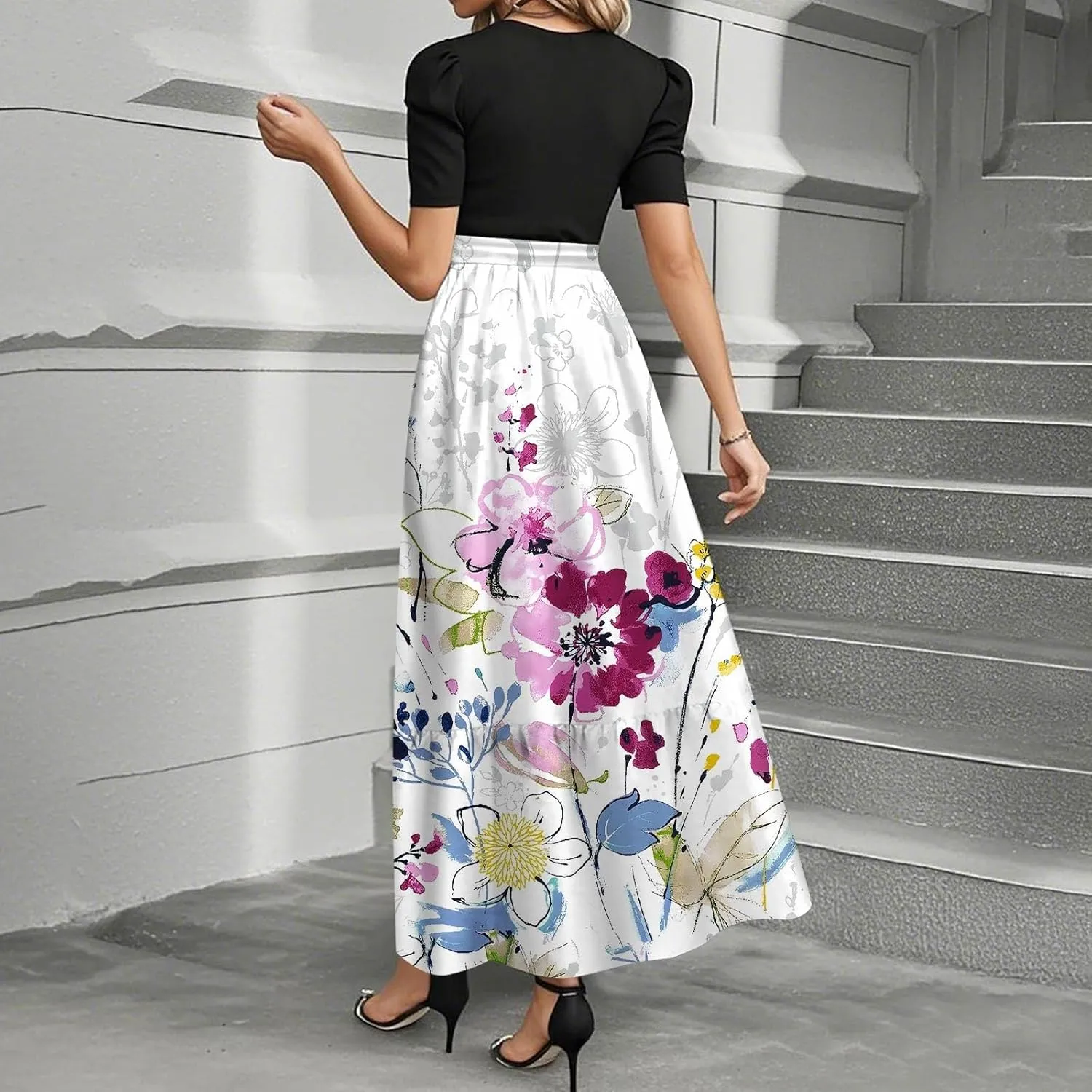 Bow Detail Maxi Dresses for Women 2025, High Waisted Spring Elegant Trendy Casual Beach Womens Sundresses