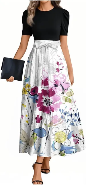 Bow Detail Maxi Dresses for Women 2025, High Waisted Spring Elegant Trendy Casual Beach Womens Sundresses