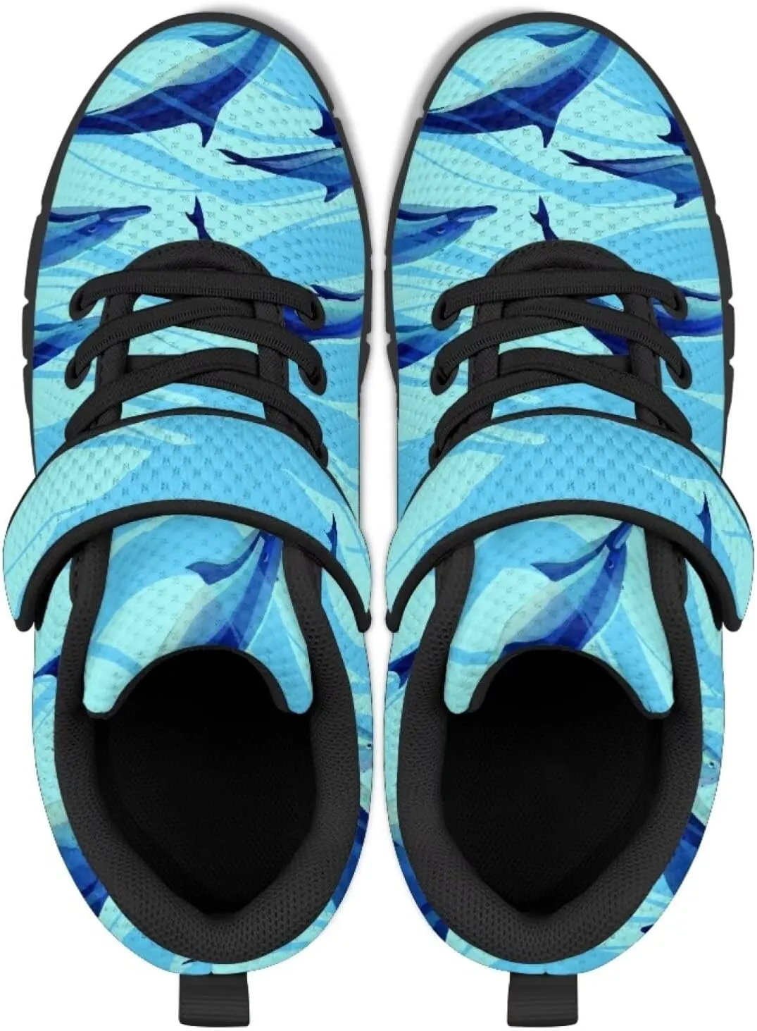 Boy Girl Shark Running Sneakers Adjustable Hook and Loop Walking Shoes Sports Tennis Sneaker