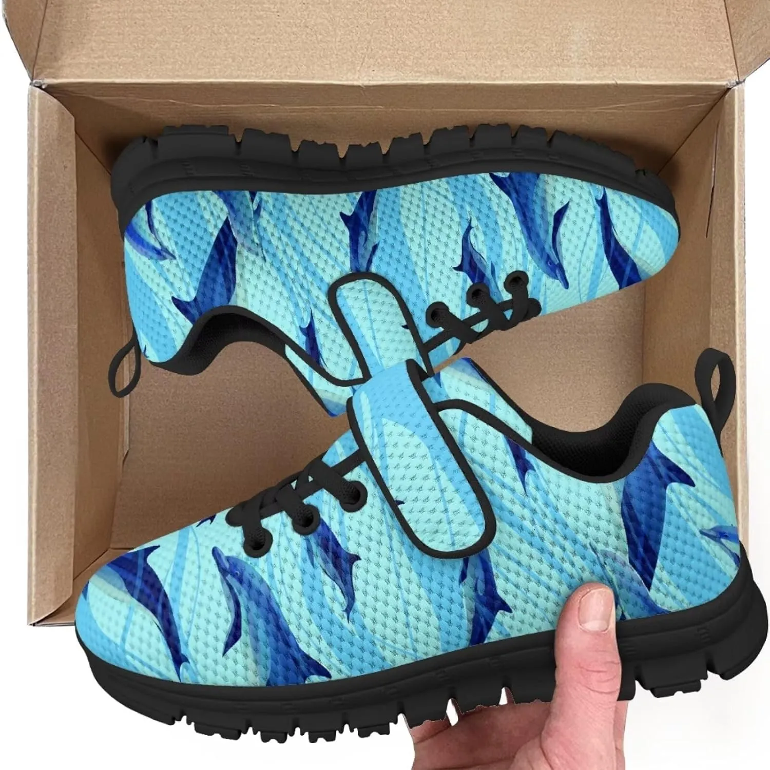 Boy Girl Shark Running Sneakers Adjustable Hook and Loop Walking Shoes Sports Tennis Sneaker
