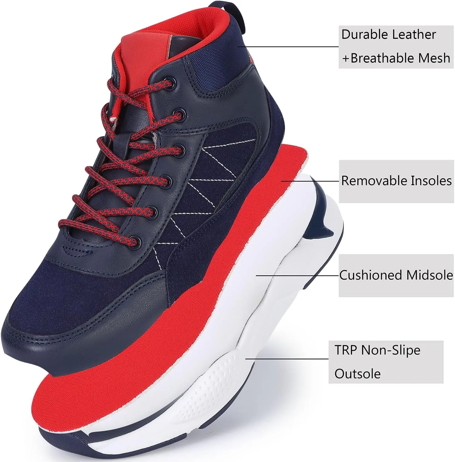 Boy's Casual Outdoor Trekking Walking Shoes, Mid Athletic Hiking Comfortable Boot Anti-Slip Trail Running Sneakers (Little Big Kid)