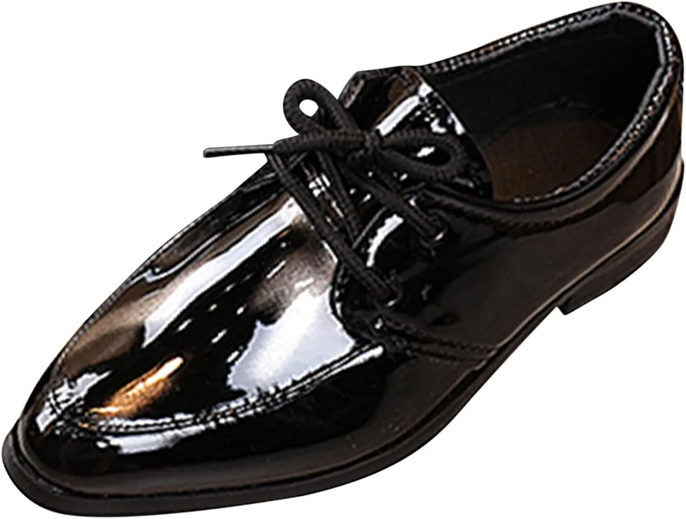 Boy's Classic Oxfords Dress Shoes Pointed Toe Patent Formal Dress Shoes Lace Up Wedding Prom Footwear for Kids