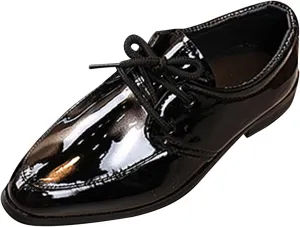 Boy's Classic Oxfords Dress Shoes Pointed Toe Patent Formal Dress Shoes Lace Up Wedding Prom Footwear for Kids