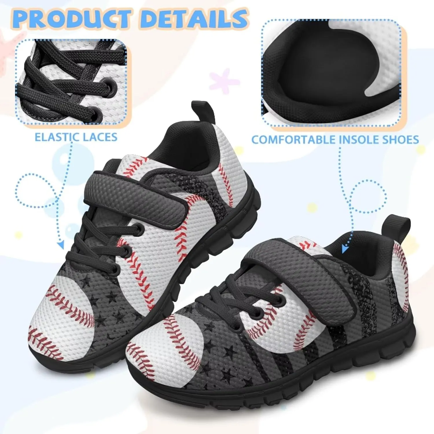 Boys Girls Ball Sneakers Athletic Shoes Non Slip Running Tennis Fitness Sneaker for Little Kid