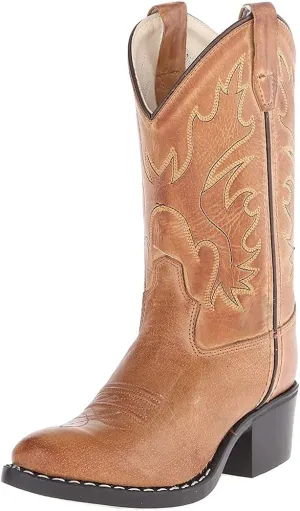 Boy's Kid's Unisex-Child J Toe Leather Embroidered Western Boots
