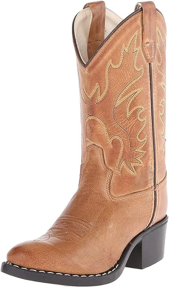 Boy's Kid's Unisex-Child J Toe Leather Embroidered Western Boots