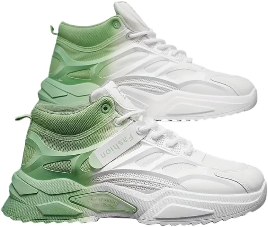 Breathable High Top Men's Lace-up Sneakers with Gradient Design