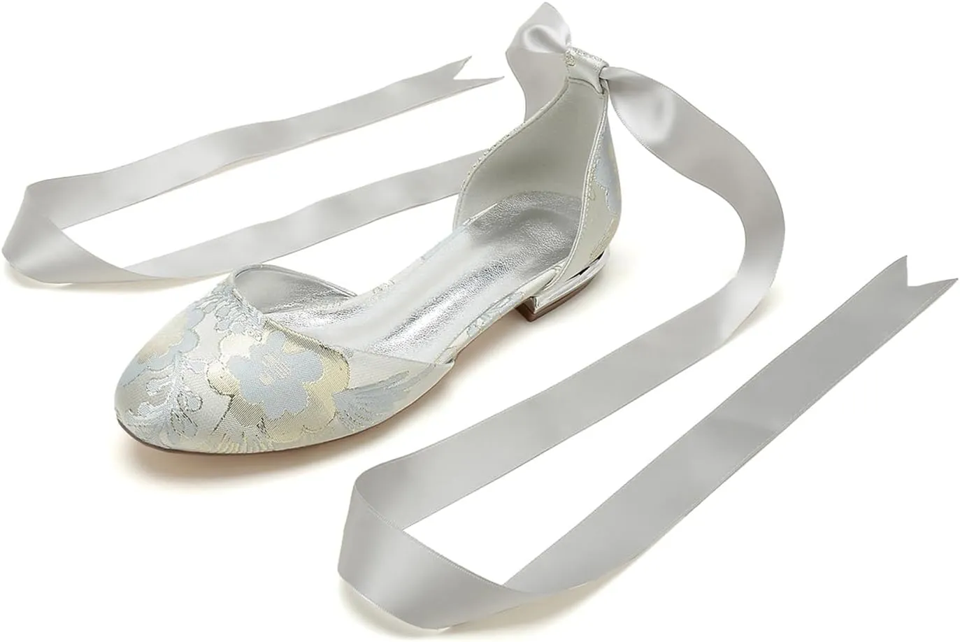 Bridal Shoes Ballet Pump Women's Flat Round Toe High Heels Wedding Heels 1.5CM Sandals Party Guests Evening Formal Dressy Floral Fabrics