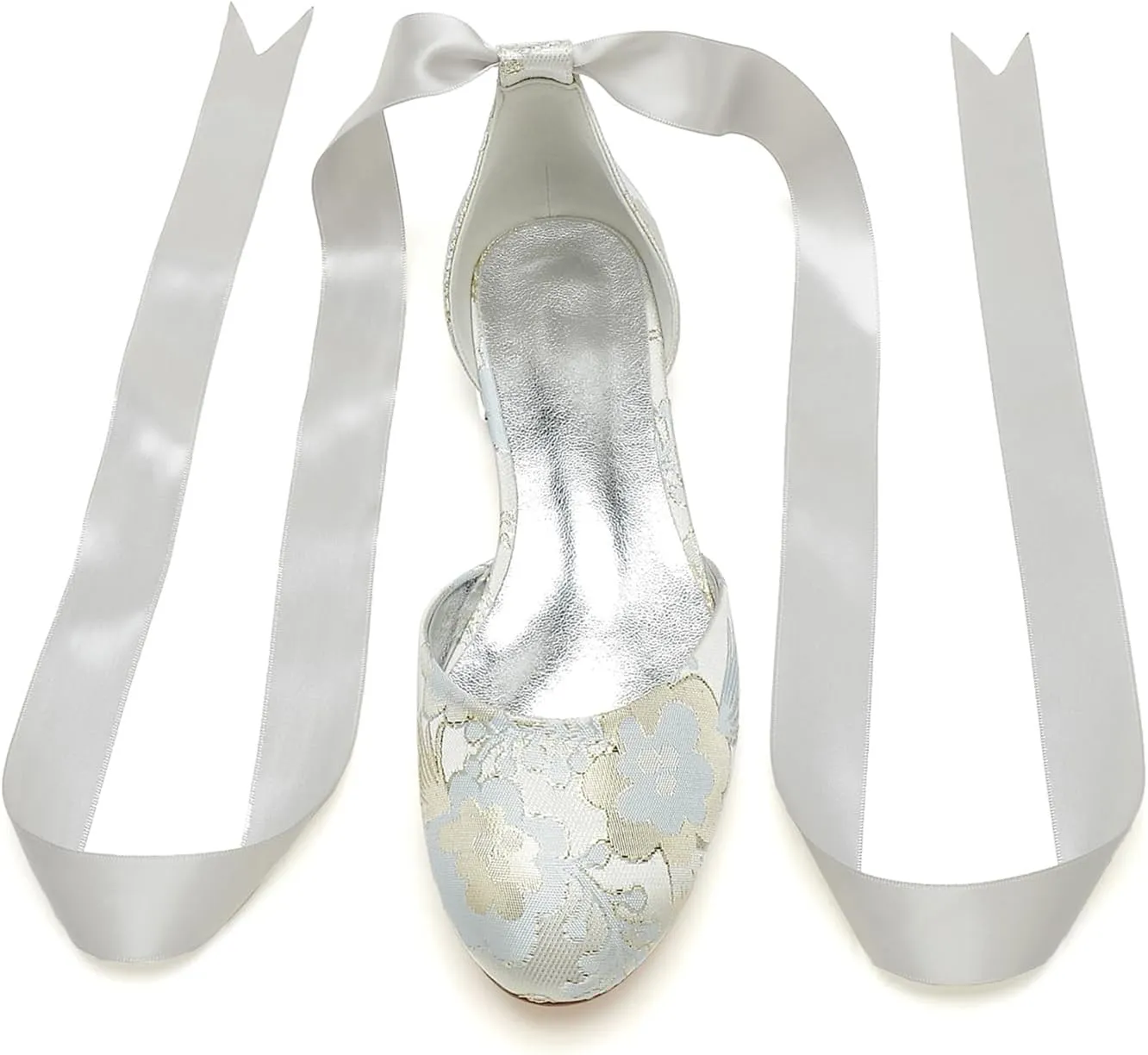 Bridal Shoes Ballet Pump Women's Flat Round Toe High Heels Wedding Heels 1.5CM Sandals Party Guests Evening Formal Dressy Floral Fabrics