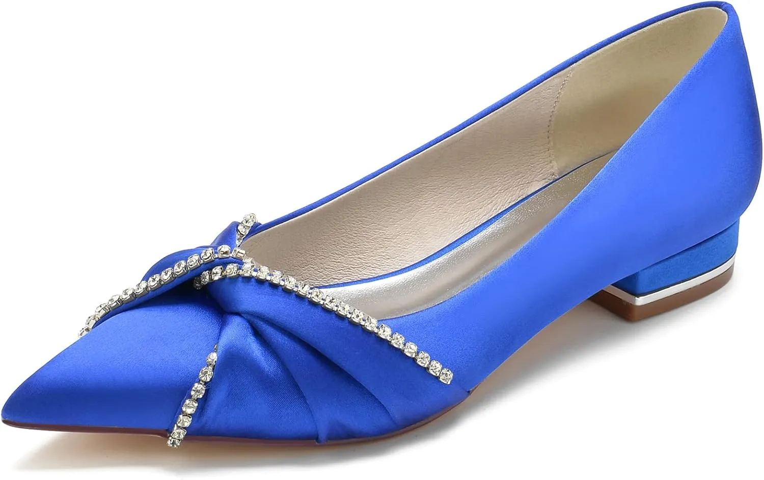 Bridal Wedding Shoes Women's Flats I Ballet Flats for Women I Pointed Toe Flats Women Satin Flats I Shoes Women I Slip on Flats 2.5Cm