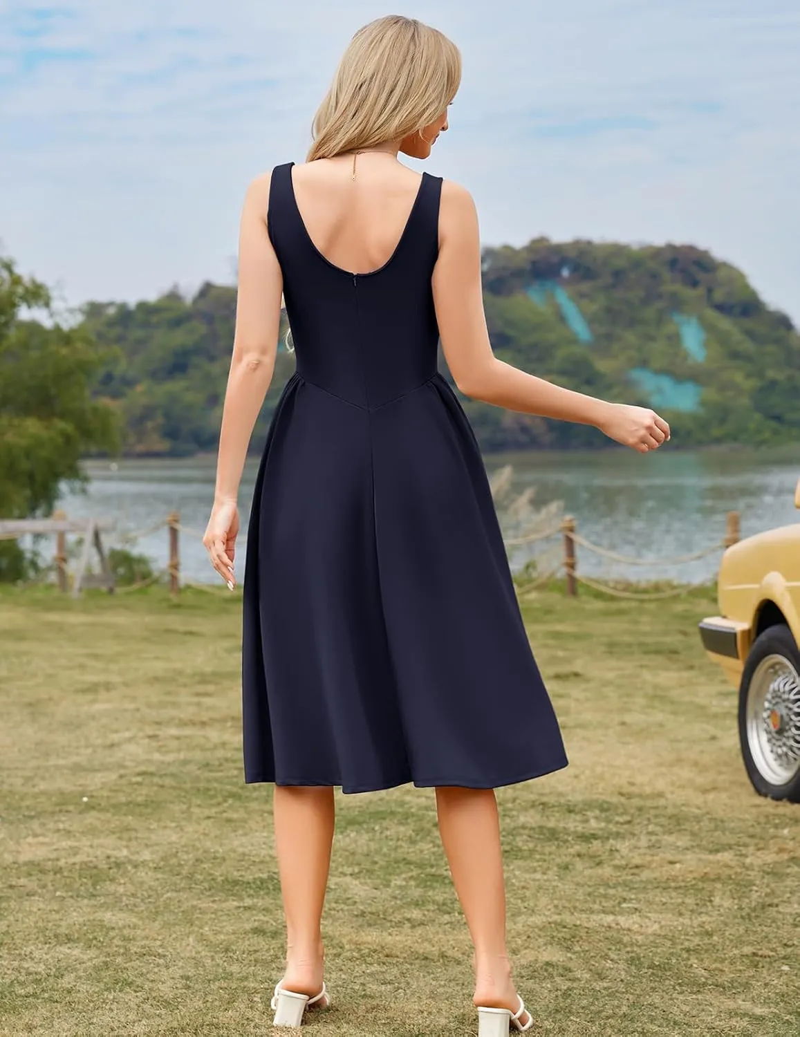 Bridesmay Women's Sleeveless Cocktail Party Dresses with Pockets 2025 A-Line Semi Formal Wedding Guest Dress