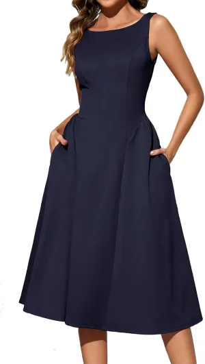 Bridesmay Women's Sleeveless Cocktail Party Dresses with Pockets 2025 A-Line Semi Formal Wedding Guest Dress