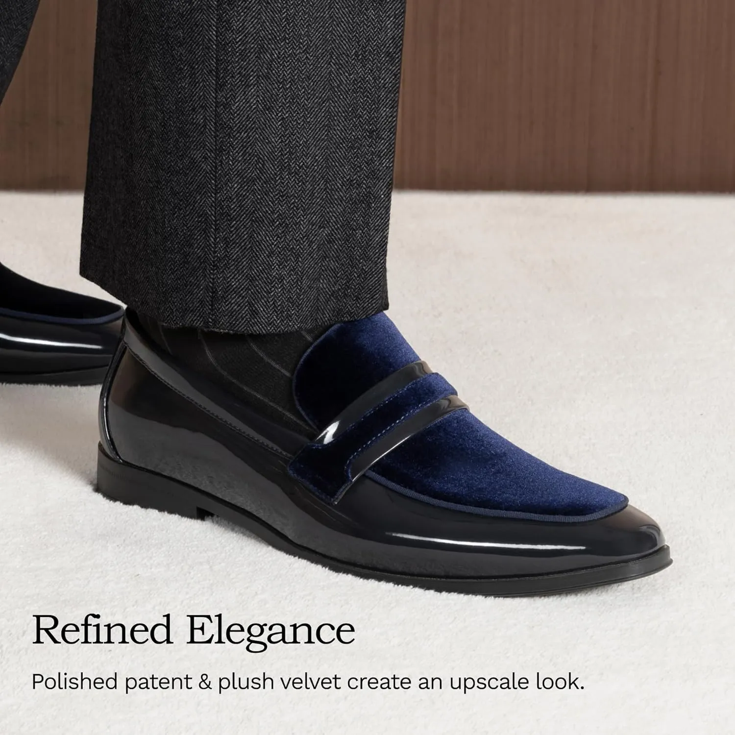Bruno Marc Men's Tuxedo Patent Loafers Classic Velvet Slip-on Dress Shoes