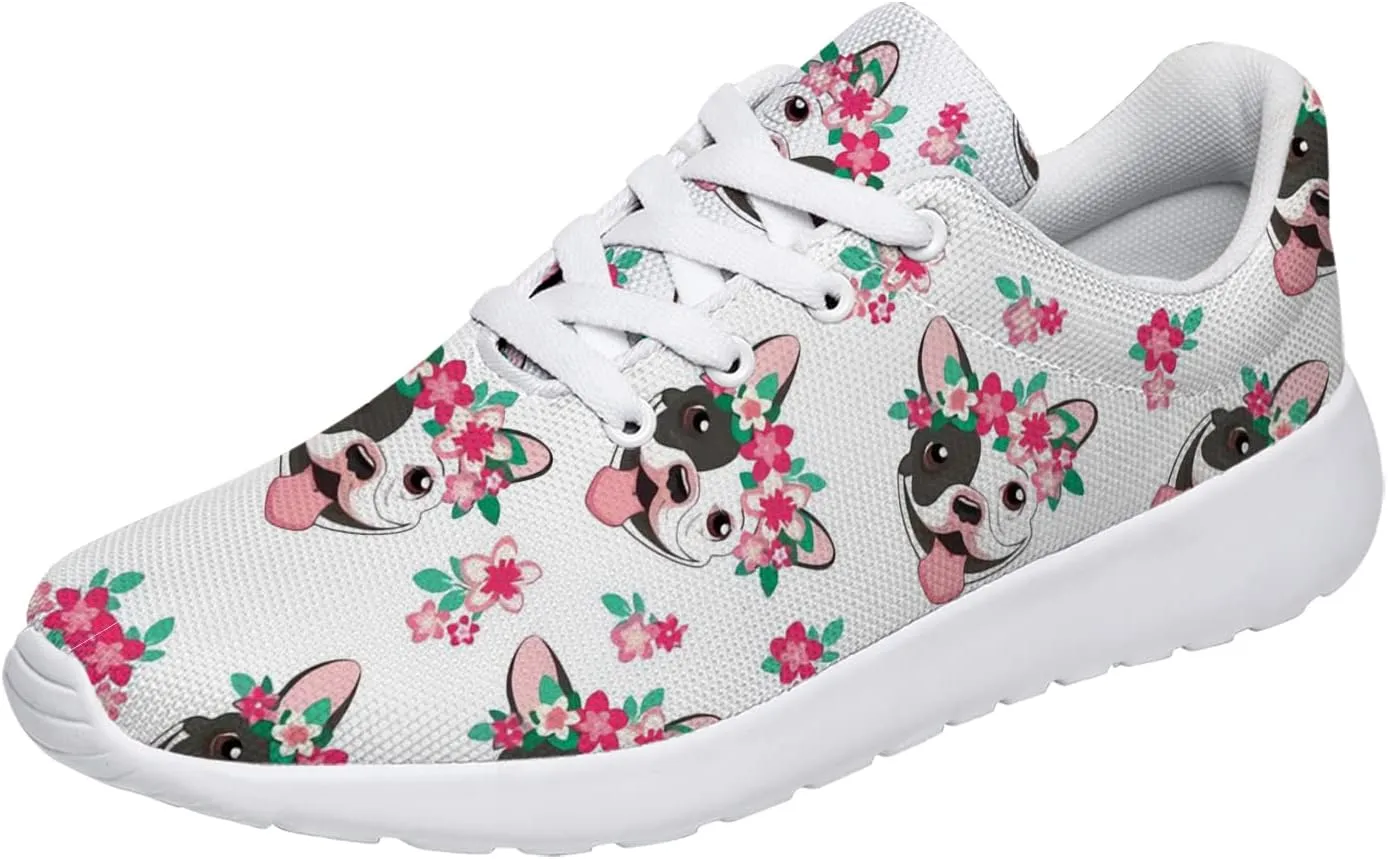 Bulldog Pattern Shoes Womens Mens Trail Running Shoes Tennis Walking Sneakers Lightweight Non-Slip Golf Shoes Gifts for Girls Boys