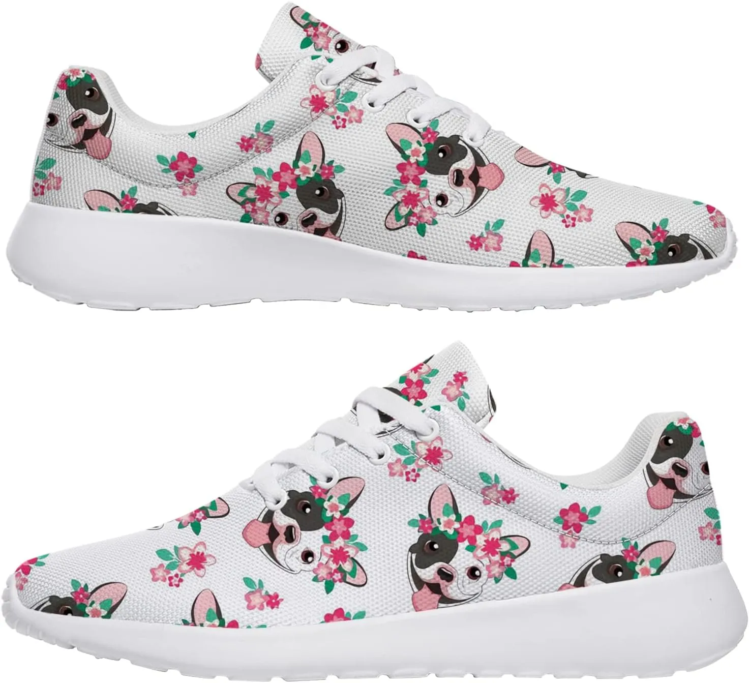 Bulldog Pattern Shoes Womens Mens Trail Running Shoes Tennis Walking Sneakers Lightweight Non-Slip Golf Shoes Gifts for Girls Boys