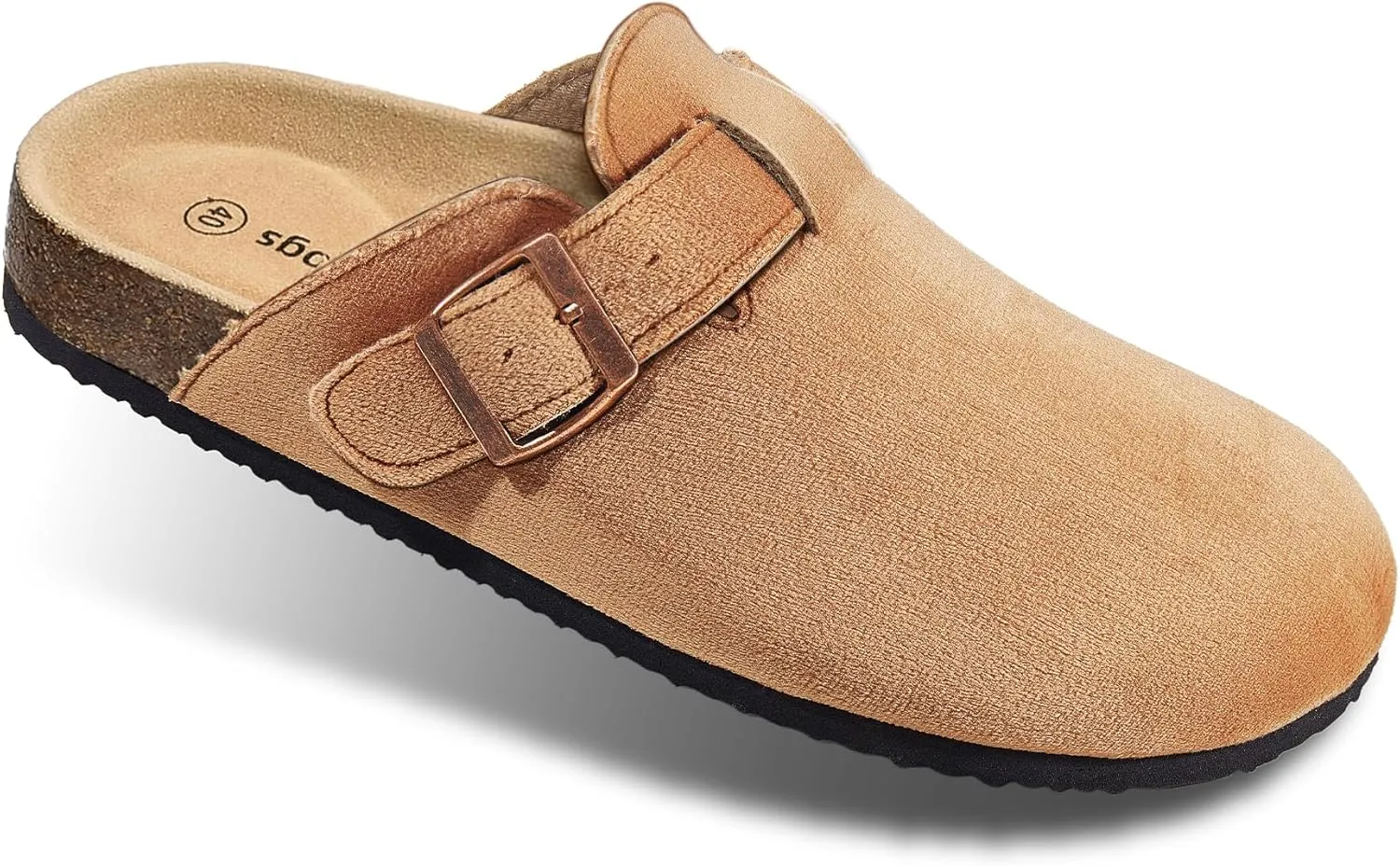 BULLIANT Women Clogs-Comfortable Mules Slippers Sandals Unisex Adjustable Fit-Cushioned Cork-Footbed Flannel Suede Upper