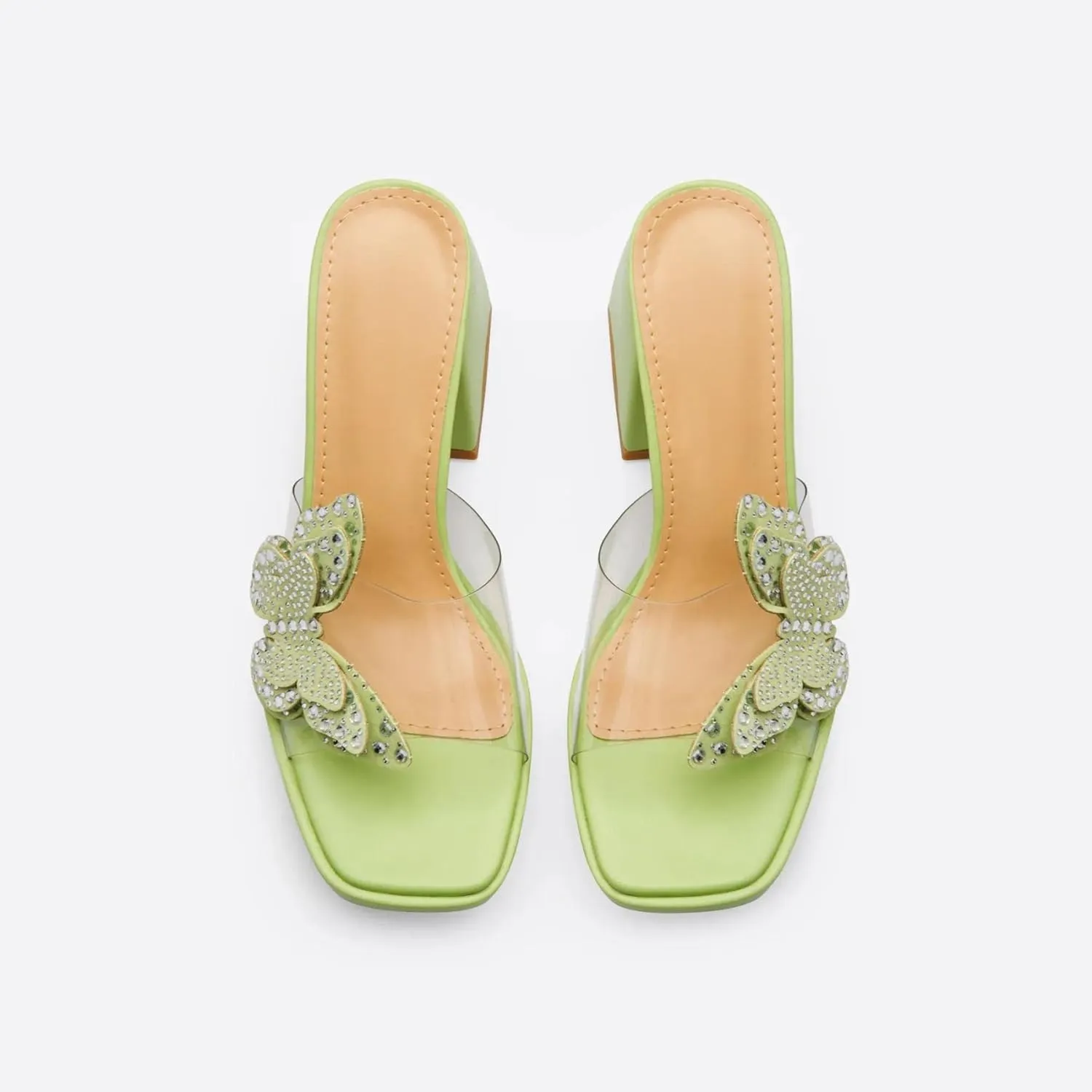 Butterfly Rhinestone Platform Heels - Transparent Chunky High Heels Sandals for Women, Perfect for Prom and Dressy Occasions-Y2K Fairy Style