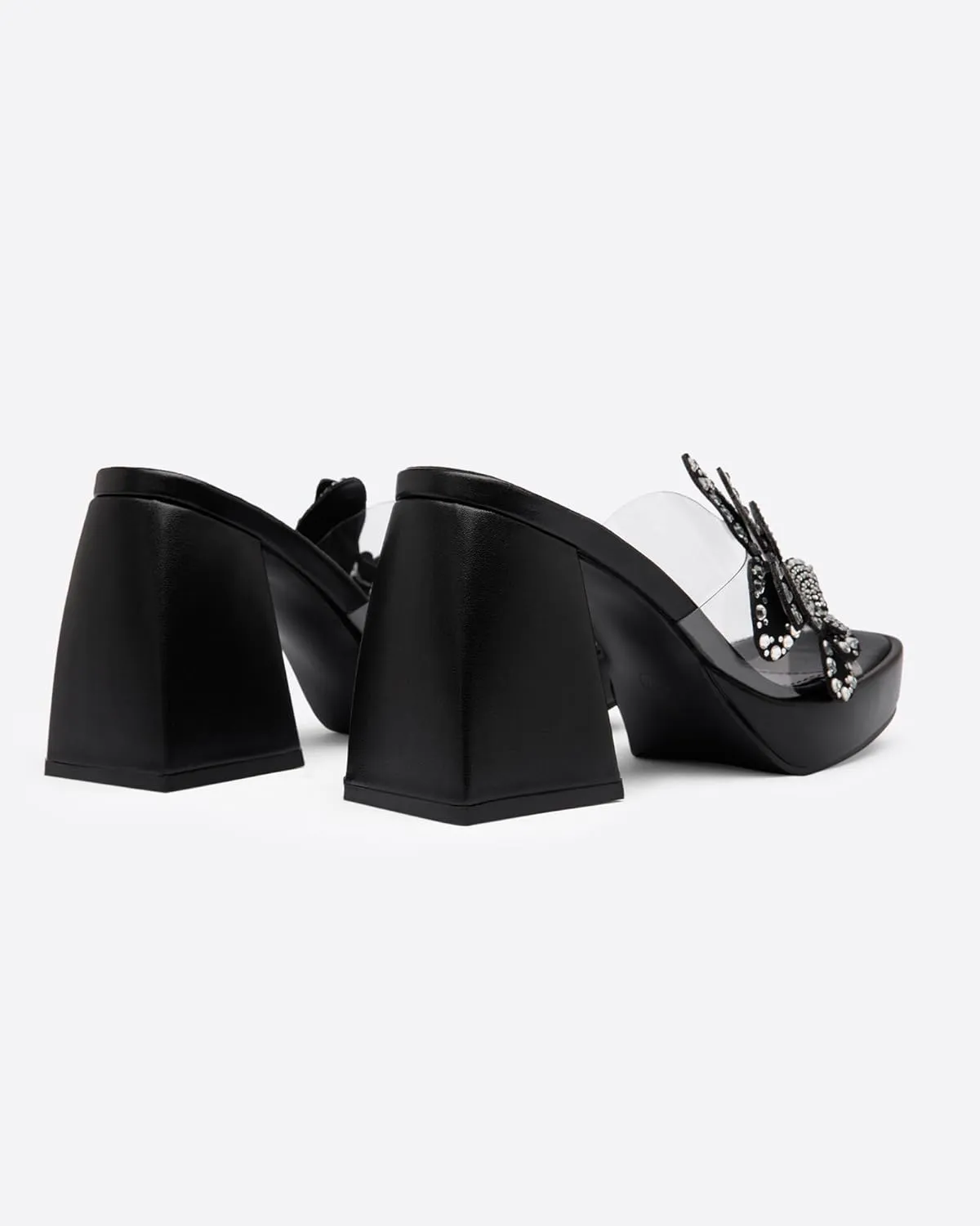 Butterfly Rhinestone Platform Heels - Transparent Chunky High Heels Sandals for Women, Perfect for Prom and Dressy Occasions-Y2K Fairy Style