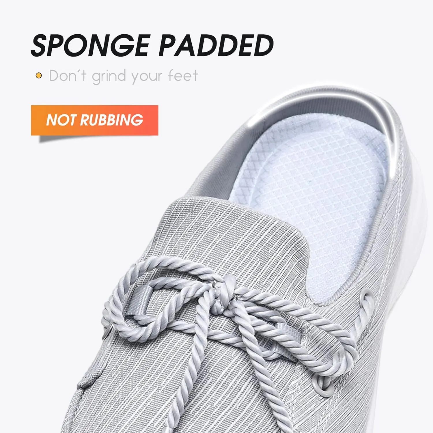 Buyrew Mules for Women Slip on Shoes Comfortable Knit Canvas Walking Flats with Arch Support Breathable Clogs House Slippers