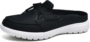 Buyrew Mules for Women Slip on Shoes Comfortable Knit Canvas Walking Flats with Arch Support Breathable Clogs House Slippers