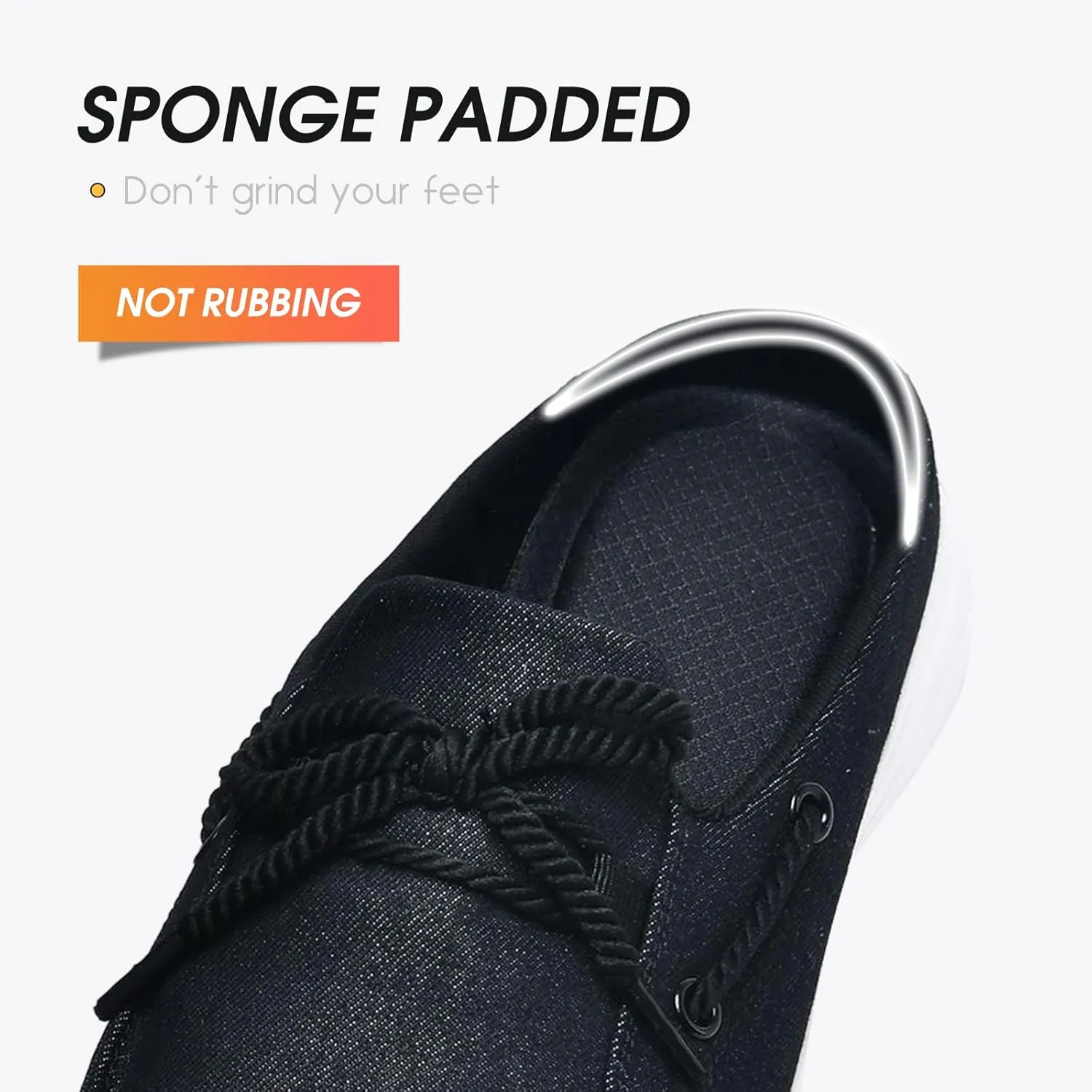 Buyrew Mules for Women Slip on Shoes Comfortable Knit Canvas Walking Flats with Arch Support Breathable Clogs House Slippers