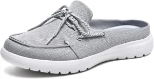 Buyrew Mules for Women Slip on Shoes Comfortable Knit Canvas Walking Flats with Arch Support Breathable Clogs House Slippers