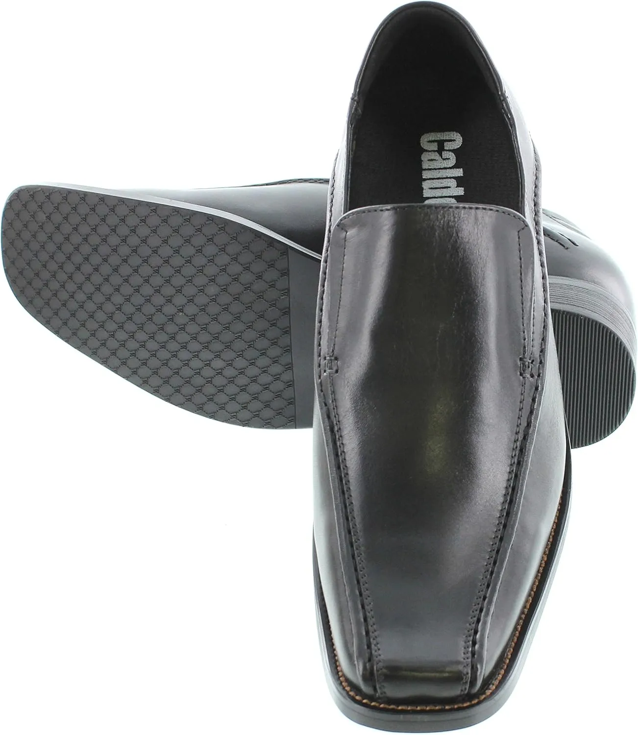 Calden Men's Invisible Height Increasing Elevator Shoes - Black Premium Leather Slip-on Lightweight Formal Dress Loafers - 2.6 Inches Taller - MD370 - Size 11.5 D(M) US