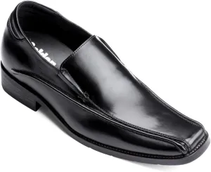 Calden Men's Invisible Height Increasing Elevator Shoes - Black Premium Leather Slip-on Lightweight Formal Dress Loafers - 2.6 Inches Taller - MD370 - Size 11.5 D(M) US